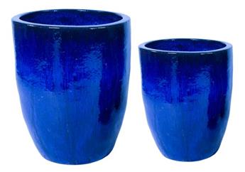 Glazed Egg Vase Falling Blue D35H44