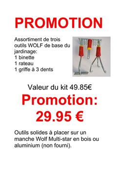 Wolf Kit 3 outils : valeur 49.85€ Prix promotion: 29.95 €.